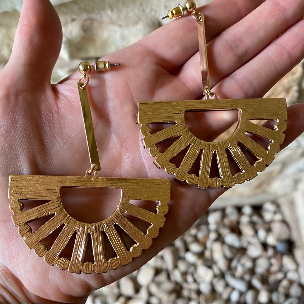 Half Windmill Bamboo Earrings - Picture 6 of 6